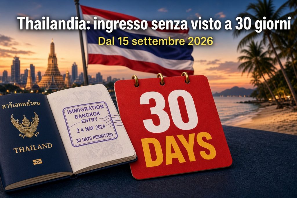 visto 30 giorni per italiani in Thailandia